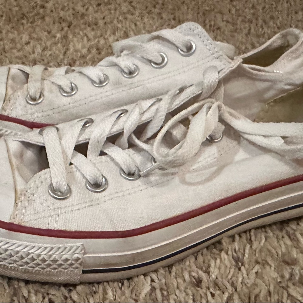 Converse White Sneakers with Red Accents